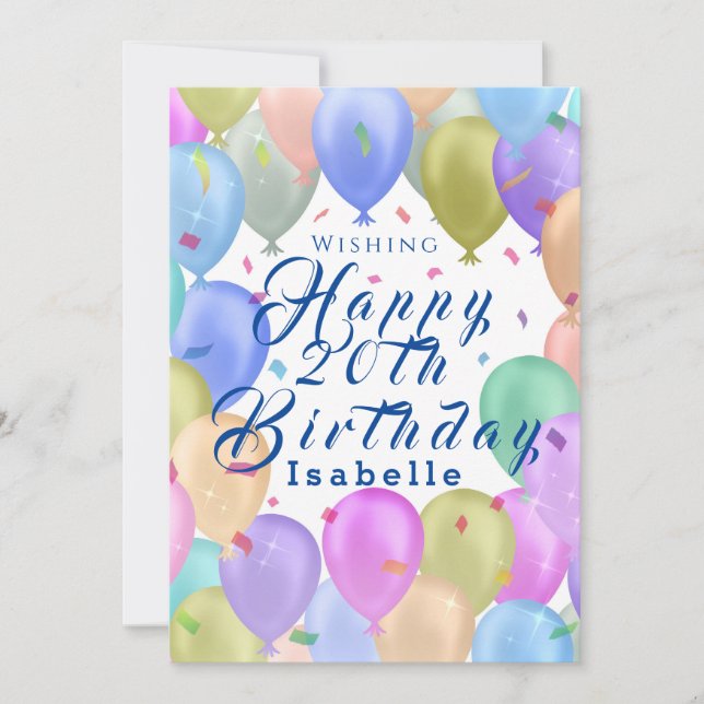 Tarjeta Festiva Pastel de globo (Anverso)