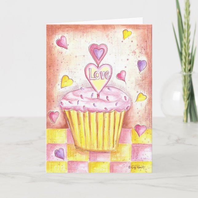 Tarjeta Festiva Pastel de San Valentín (Anverso)
