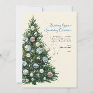 Tarjeta Festiva Pastel Disco Ball Ornament Christmas Tree Photo