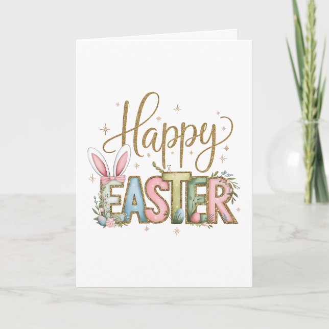 Tarjeta Festiva Pastel Feliz Pascua (Anverso)