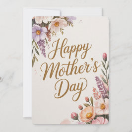 Tarjeta Festiva Pastel Floral Feliz Día de la Madre