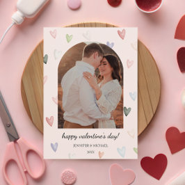 Tarjeta Festiva Pastel Hearts Arch Valentine Photo Memory