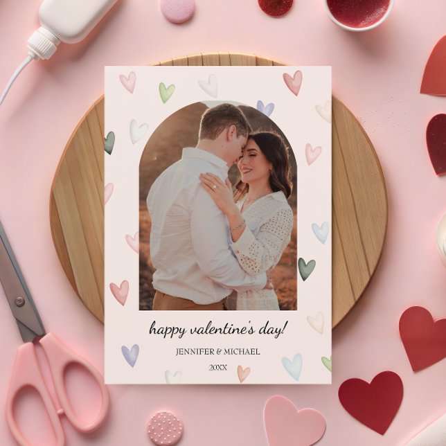Tarjeta Festiva Pastel Hearts Arch Valentine Photo Memory (Subido por el creador)