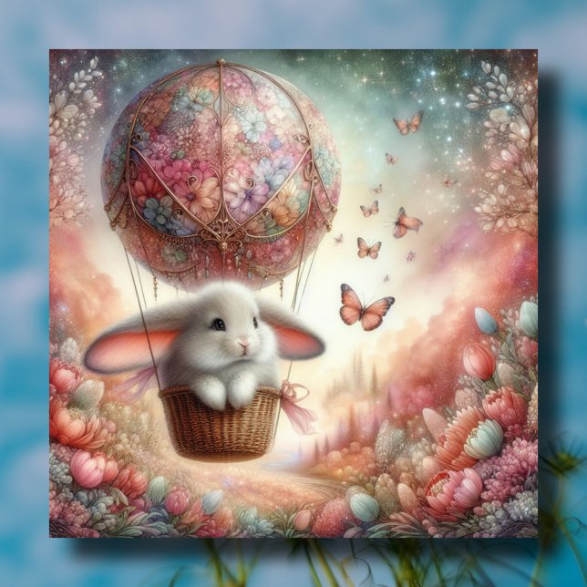 Tarjeta Festiva Pastel Lop Ear Bunny Huevo de Pascua Globo de aire (Subido por el creador)
