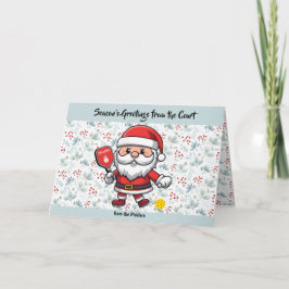 Tarjeta Festiva Pastel Navidades pickleball Santa