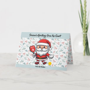 Tarjeta Festiva Pastel Navidades pickleball Santa