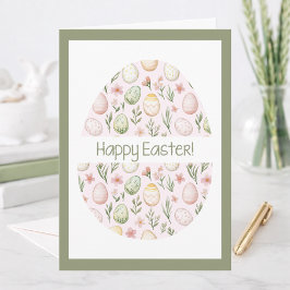 Tarjeta Festiva Pastel Personalizado de Huevos de Pascua Feliz Pas