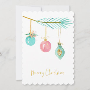 Tarjeta Festiva Pastel Pink Farmhouse Chequear Ornamento de Navida
