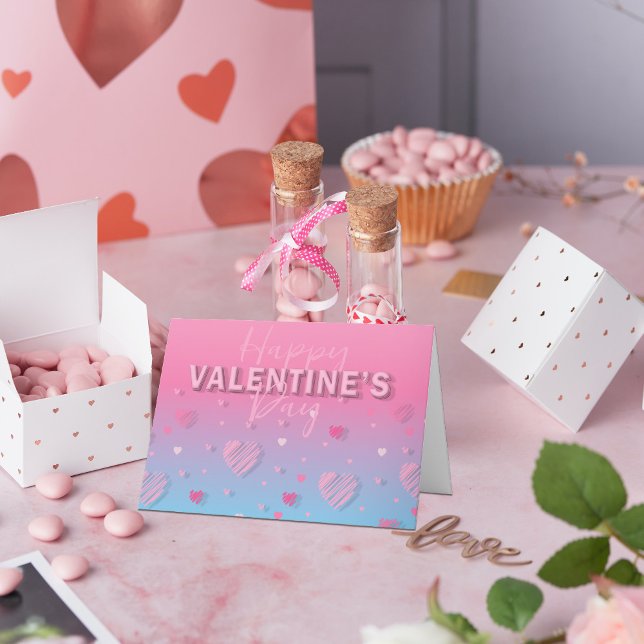 Tarjeta Festiva Pastel Pink Scribble Hearts Happy Valentine's Day (Subido por el creador)