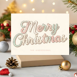 Tarjeta Festiva Pastel Retro Script Merry Christmas