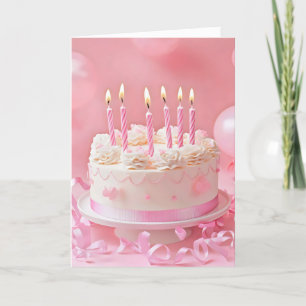 Tarjeta Festiva Pastel rosa de cumpleaños