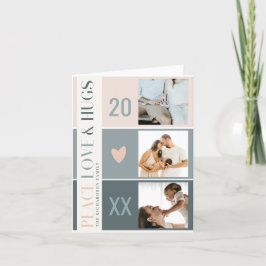 Tarjeta Festiva Pastel Scandi Rubor Gris 3 Foto Paz Amor y Abrazos