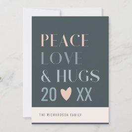 Tarjeta Festiva Pastel Scandi Rubor Gris Paz Amor y Abrazos 2023