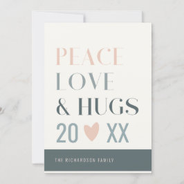 Tarjeta Festiva Pastel Scandi Rubor Gris Paz Amor y Abrazos 2023