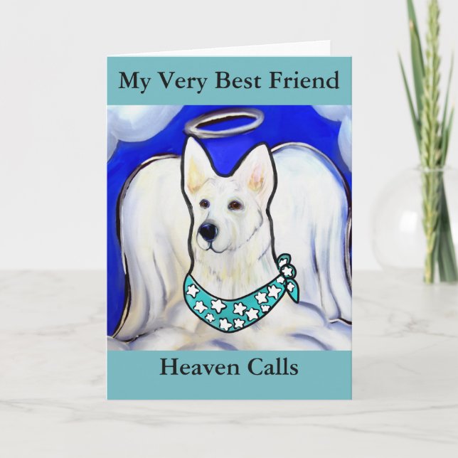 Tarjeta Festiva Pastor Alemán Blanco (Anverso)