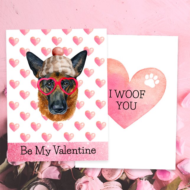 Tarjeta Festiva Pastor alemán I Woof You Dog El día de San Valentí (Subido por el creador)