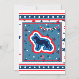 Tarjeta Festiva Pastor Alemán Patriótico Rojo Blanco Azul 4 de Jul