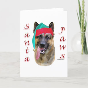 Tarjeta Festiva Pastor alemán Santa Paws