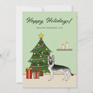 Tarjeta Festiva Pastor Alemán Silver Sable Navideño Festivo