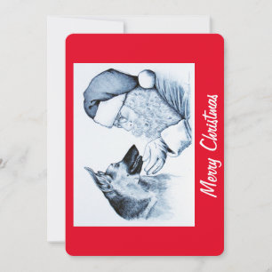 Tarjeta Festiva Pastor alemán y Santa Claus