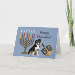 Tarjeta Festiva Pastor Australiano Chanukah Card Menorah Dreidel<br><div class="desc">Recordar a la familia y amigos durante la temporada de Chanukah es una manera maravillosa de estar en contacto con la gente que amas y te importa. Creé estas tarjetas de perro Chanukah con amor y cuidado y estoy seguro de que cualquiera que ame los perros estará encantado de recibirlas....</div>