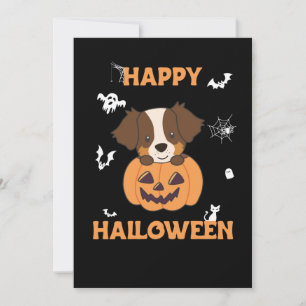 Tarjeta Festiva Pastor Australiano En Calabaza Lindo Feliz