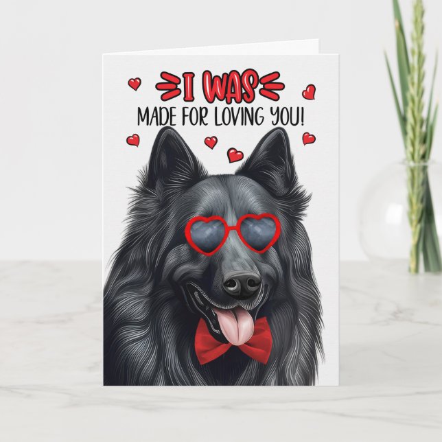 Tarjeta Festiva Pastor Belga Hecho para Amarte San Valentín (Anverso)