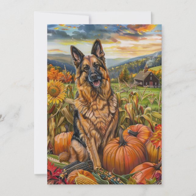 Tarjeta Festiva Pastor belga Perro de Otoño Cosecha Acción de Grac (Anverso)
