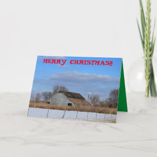 Tarjeta Festiva Pastor de Kansas Snowy con un granero