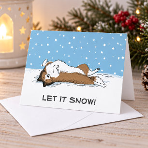 Tarjeta Festiva Pastor de Shetland Sheltie Deja que nieve Perro Fi