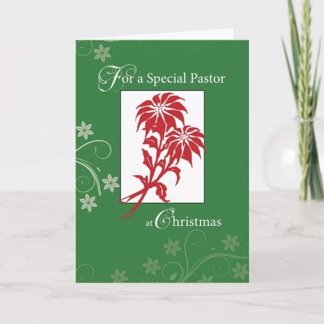 Tarjeta Festiva Pastor, Navidades Poinsettias (Anverso)