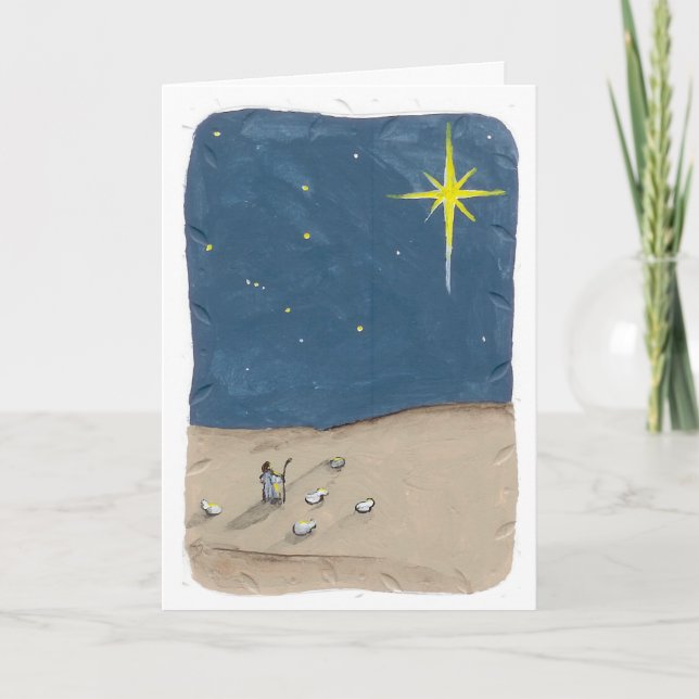 Tarjeta Festiva Pastor y la estrella (Anverso)