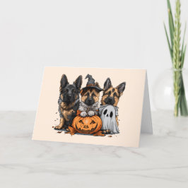 Tarjeta Festiva Pastores alemanes felices de Halloween