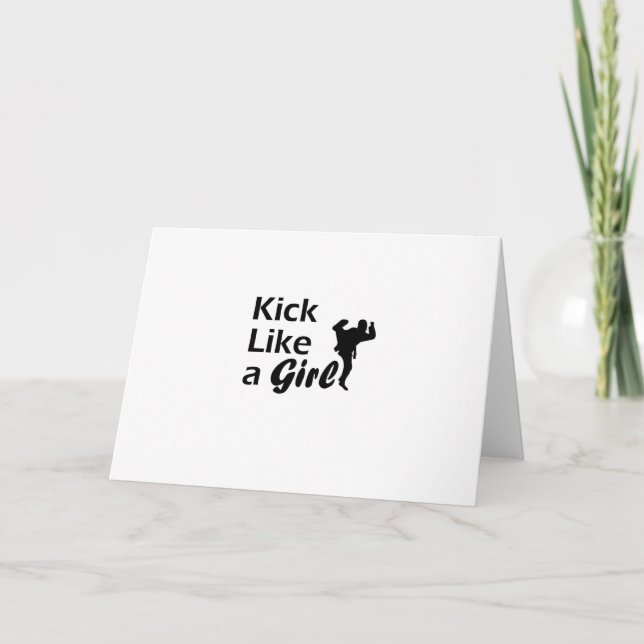 Tarjeta Festiva Patada Como Un Chica Karate Tae Kwon De Artes Marc (Anverso)