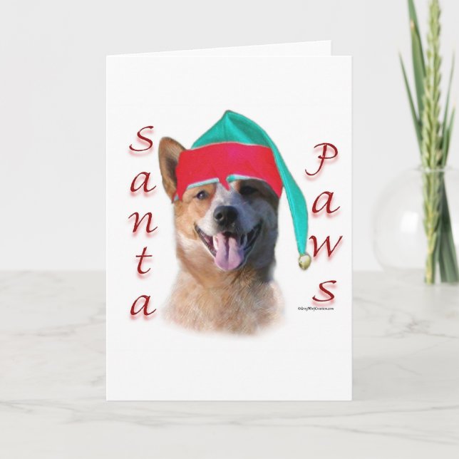 Tarjeta Festiva Patas australianas de Santa del perro del perro (Anverso)