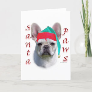 Tarjeta Festiva Patas (blancas) de Santa del bulldog francés