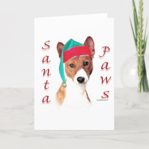 Tarjeta Festiva Patas de Basenji Santa