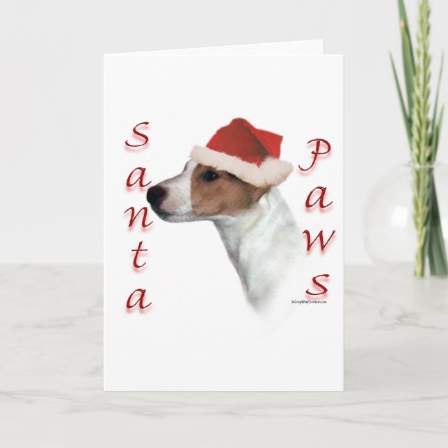 Tarjeta Festiva Patas de Jack Russell Terrier Santa (Anverso)