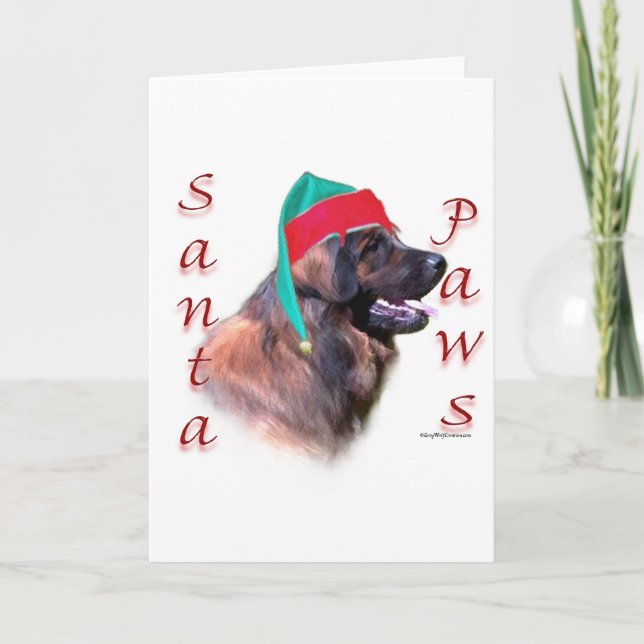 Tarjeta Festiva Patas de Leonberger Santa (Anverso)