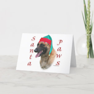Tarjeta Festiva Patas de Malinois Santa del belga