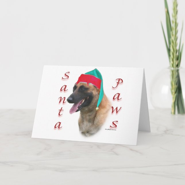 Tarjeta Festiva Patas de Malinois Santa del belga (Anverso)