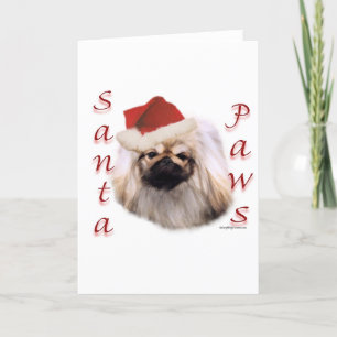 Tarjeta Festiva Patas de Pekingese Santa