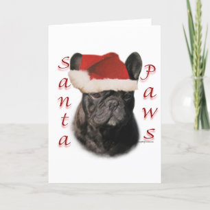 Tarjeta Festiva Patas de Santa del bulldog francés (negro)