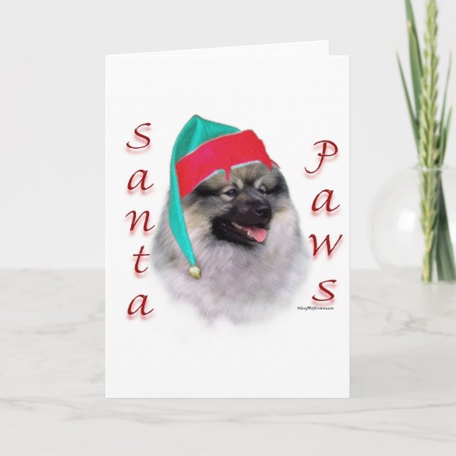 Tarjeta Festiva Patas de Santa del Keeshond (Anverso)
