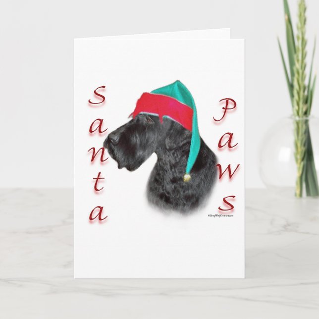 Tarjeta Festiva Patas de Santa del Schnauzer gigante (Anverso)