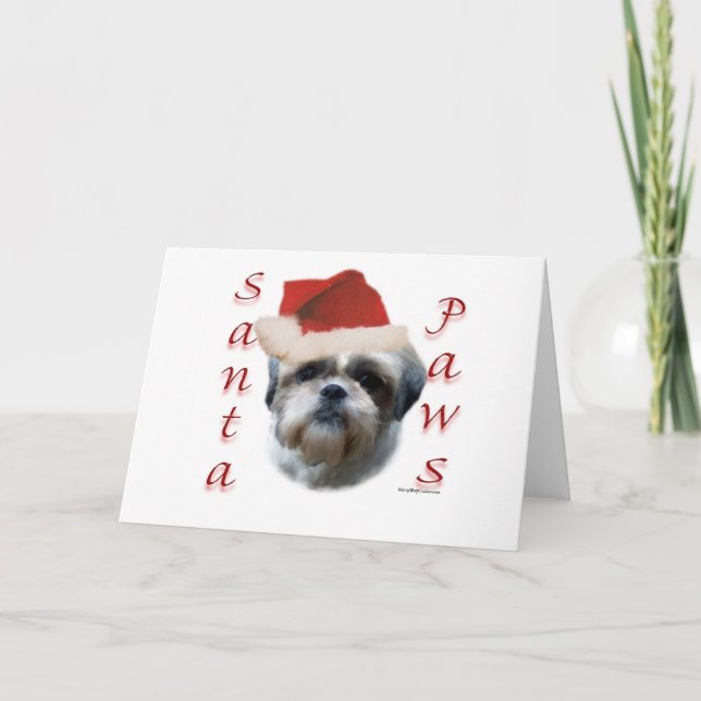Tarjeta Festiva Patas de Shih Tzu Santa (Anverso)