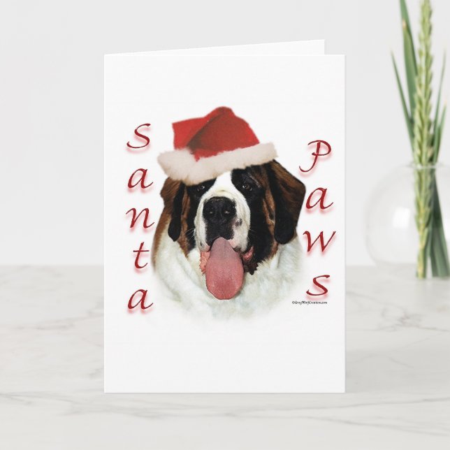 Tarjeta Festiva Patas de St Bernard Santa (Anverso)