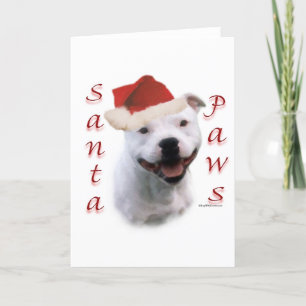 Tarjeta Festiva Patas de Staffordshire bull terrier Santa