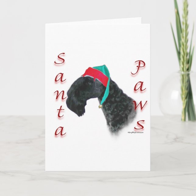 Tarjeta Festiva Patas de Terrier de azul de Kerry Santa (Anverso)