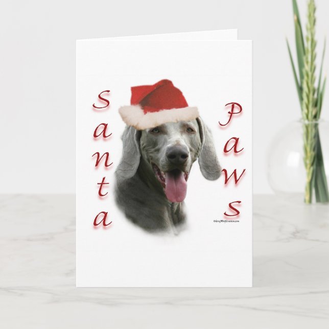 Tarjeta Festiva Patas de Weimaraner Santa (Anverso)